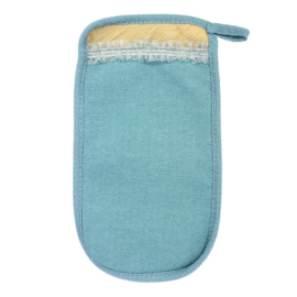 Мочалка «Королевский пилинг», рукавица с декором-тесьма, medium, синий,14,5х25 см, для бани и сауны "Банные штучки" - фото-2