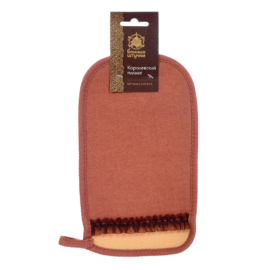 Мочалка «Королевский пилинг», рукавица с декором-тесьма, medium, красный,14,5х25 см, для бани и сауны "Банные штучки" - фото