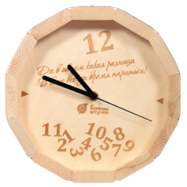 Часы кварцевые в форме бочки, "В бане всегда время париться!", в кор., 27х8 см "Банные штучки" - фото