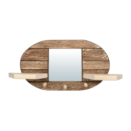 Зеркало "Овал", с вешалкой и двумя полками, 3 рожка, состаренное, 60х30х13 см, липа "Банные штучки"