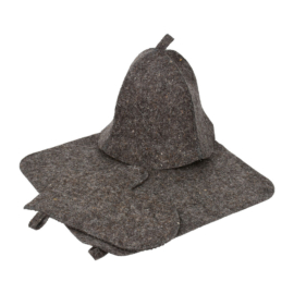 Набор из 3-х предметов (Шапка, коврик, рукавица) серый "Hot Pot", войлок - фото