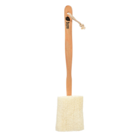Мочалка из люфы на деревянной ручке съёмной, 40 см, medium, для бани и сауны "Банные штучки" - фото