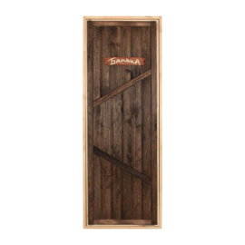 Дверь глухая "Банька", искусственно состарена, 1,9х0,7 м, липа Класс А, короб из сосны, с ручками и петлями "Банные штучки" - фото