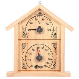 Термометр с гигрометром Банная станция "Домик", 23,6х22х2,5 см, для бани и сауны "Банные штучки" - фото