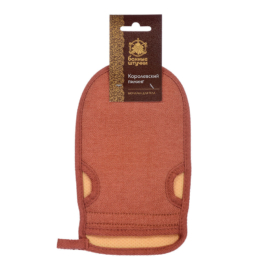 Мочалка «Королевский пилинг», рукавица двусторонняя на резинке, medium, красный,13,5х23 см, для бани и сауны"Банные штучки" - фото