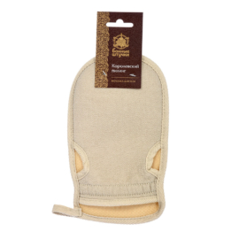 Мочалка «Королевский пилинг», рукавица двусторонняя на резинке, medium, белый,13,5х23 см, для бани и сауны"Банные штучки" - фото