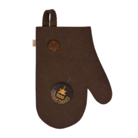 Рукавица для сауны коричневая с деревянным логотипом "Банные штучки" - фото