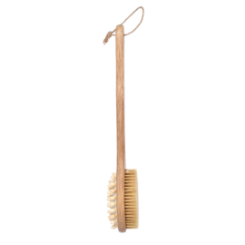 Щетка деревянная "Антицеллюлит", двусторонняя с импульсным массажером, с натуральной щетиной, 45 см, для бани и сауны "Банные штучки" - фото-5