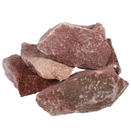 Камень "Кварцит" малиновый, колотый, средняя фракция (70-140 мм), в коробке по 20 кг "Банные штучки" - фото