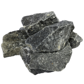Камень "Габбро-Диабаз", колотый, средняя фракция (70-140 мм), в коробке по 20 кг "Банные штучки" - фото